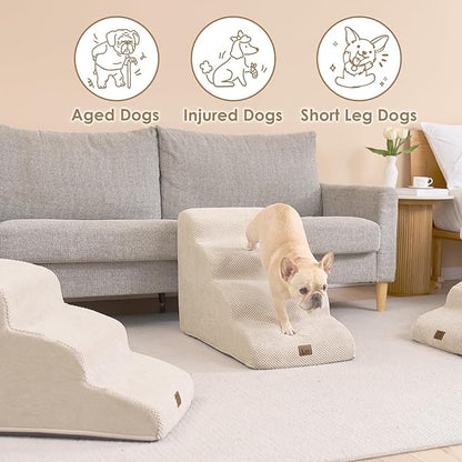 EHEYCIGA Curved Dog Stairs for High Beds 19.7" H 4-Step Dog