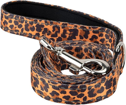 EcoBark Dog Leash - Soft & Reflective Comfort Leash with Padded Handle - Strong Durable Heavy Duty - Training and Pulling for Small, Medium or Large Dogs (Cheetah)