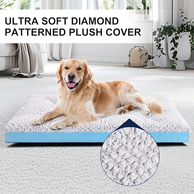 Premium Washable Dog Beds XXL Sized Dog 48 Inch 110 lbs, 48" x 30", Light
