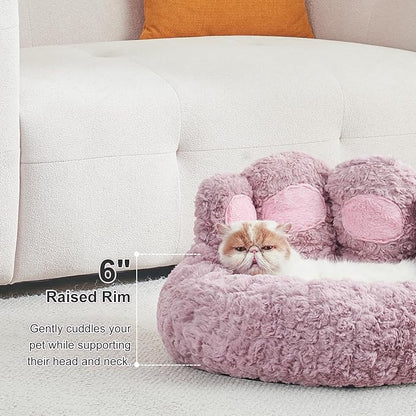 Jiupety Pet Round Bed of Paw Shape (22"×22"×6"), Purple.