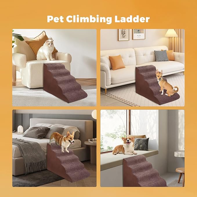 Foam 5 Tier Dog Steps&Stairs for High Beds 25 inches High