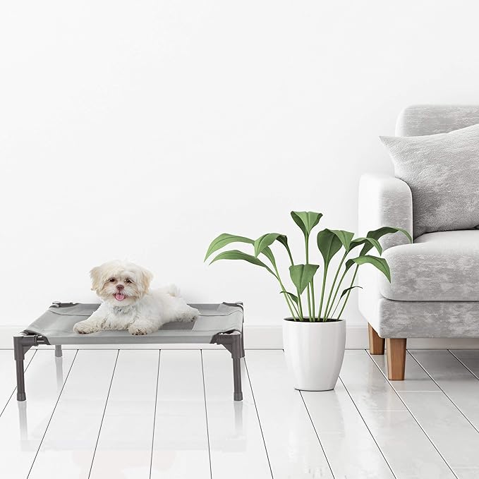 PETMAKER Elevated Dog Bed 24.5x18.5-Inch Portable 25lbs (Gray)