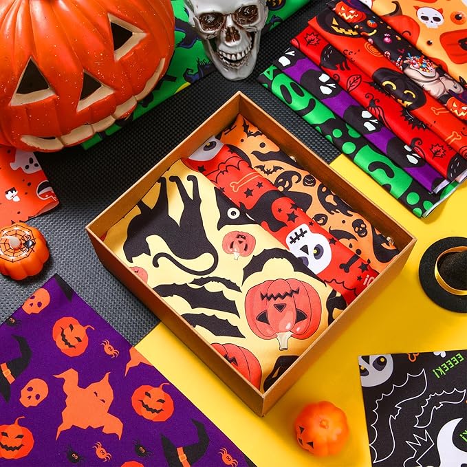 100 Pcs Halloween Dog Bandanas Bulk Pumpkin Black