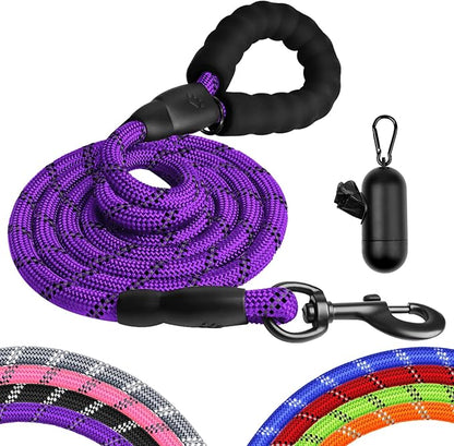Heavy Duty Dog Leash for Large Medium Small Breed Dogs Handle,4/5/6 FT Holder,Purple,1/2 inch
