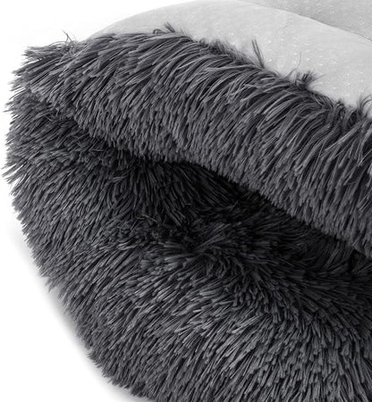 WONDER MIRACLE Fuzzy Deluxe Pet Beds, Super Plush Dog or Cat Beds Ideal for Dog Crates, Machine Wash & Dryer Friendly (15" x 23", S2-Dark Grey)