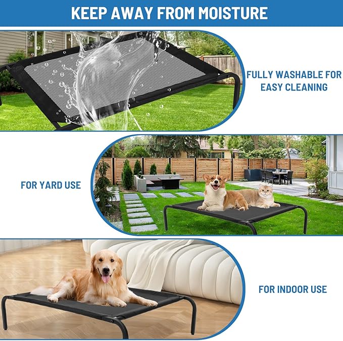 Elevated Raised Cooling Cots Bed for Large Dogs Black,43 inches