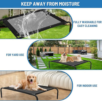 Elevated Raised Cooling Cots Bed for Large Dogs Black,43 inches