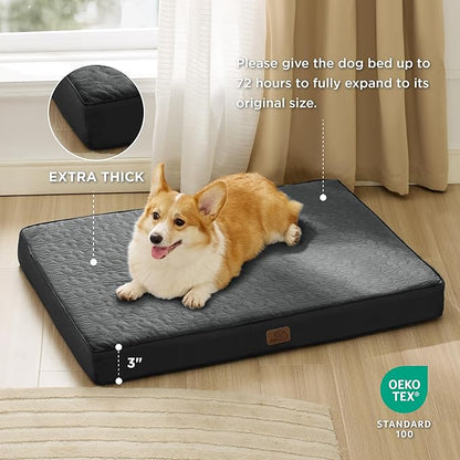 Bedsure Orthopedic Dog Bed for Medium Dogs 2-Layer Thick (30x20x3 Inches),