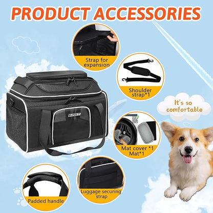 Petskd Top and Side Expandable Pet Carrier 17x12x8.5 Inches JetBlue Frontier Spirit Airline Approved