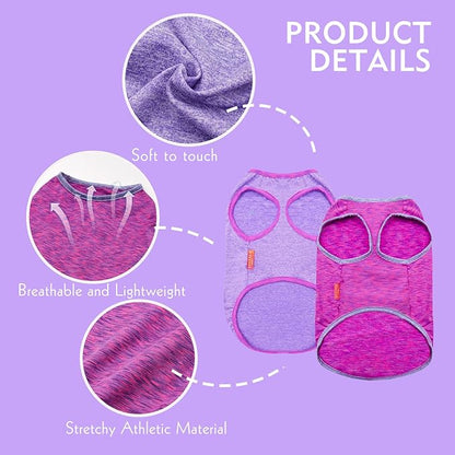 KYEESE 2 Pack Dog Shirts Quick Dry Soft Stretchy Dog T-Shirts with Reflective Label Tank Top Sleeveless Vest Sun Protection Dog Clothes for Small Medium Dogs