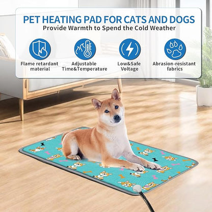 Dog Heating Pad for Dogs 28x18in Waterproof Pet Heating Pad Smart Thermostat Switch