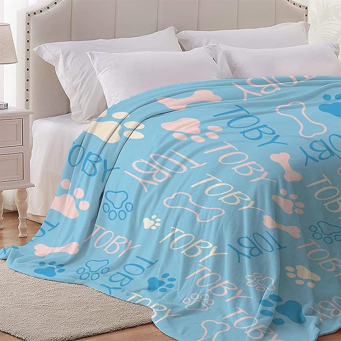 Personalized Dog Blankets Dog Paw Print Blanket Puppy Blanket 50"x40" for