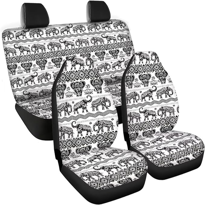 Tribal Elephant Automotive Full Set Seat Covers 4