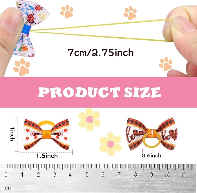 Puppy Small Dogs Hair Barrettes Bows with Rhinestone Tiny Birthda,30 Pairs