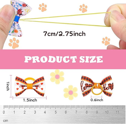 Puppy Small Dogs Hair Barrettes Bows with Rhinestone Tiny Birthda,30 Pairs