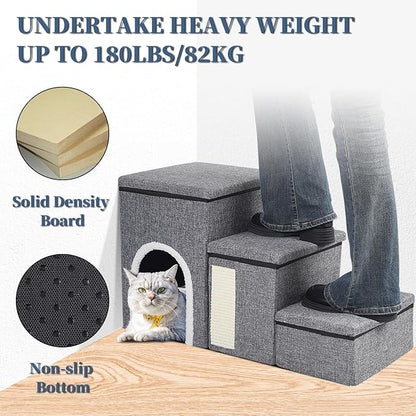 Dog Stairs for High Bed and Couch 4 IN 1 Foldable 180LBS