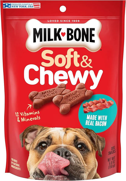 Milk-Bone Soft & Chewy Dog Treats, Bacon Recipe, 5.6 Ounce (Pack of 10), Made with Real Bacon