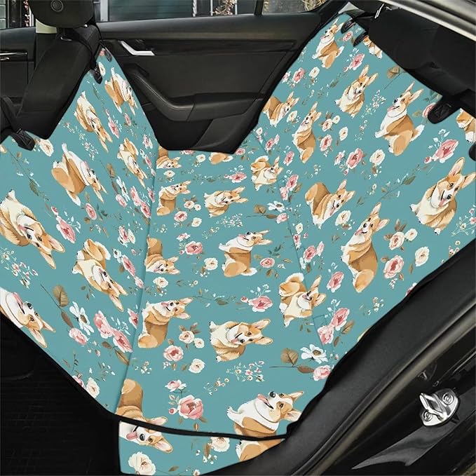 AFPANQZ Corgi Floral Car Dog Cat Seat Cover