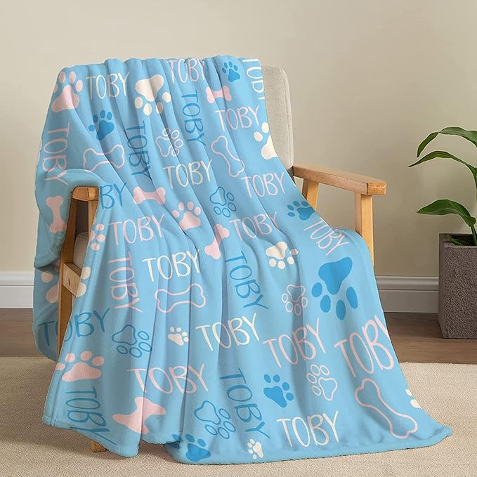 Personalized Dog Blankets Dog Paw Print Blanket Puppy Blanket 120"x90" for