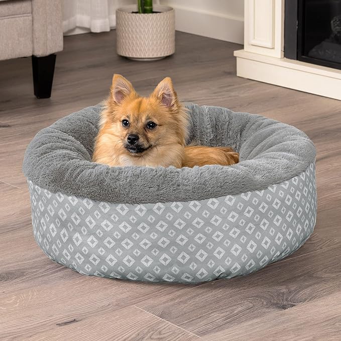 Furhaven 23" Round Donut Dog Bed for Indoor Cats & Small Dogs 20 lbs