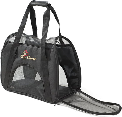 Soft-Sided Pet Carrier for Cat and Small Dog,Black Color,Medium Size,Washable 600D Oxford Cloth Airline Approved Travel Tote,with 2 Mesh Opens and a Strap for Carry,Multiple Colors Available