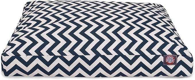 Navy Blue Chevron Extra Large Rectangle Indoor Outdoor Pet Dog Bed With Removable Washable Cover By Majestic Pet Products