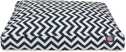 Navy Blue Chevron Extra Large Rectangle Indoor Outdoor Pet Dog Bed With Removable Washable Cover By Majestic Pet Products