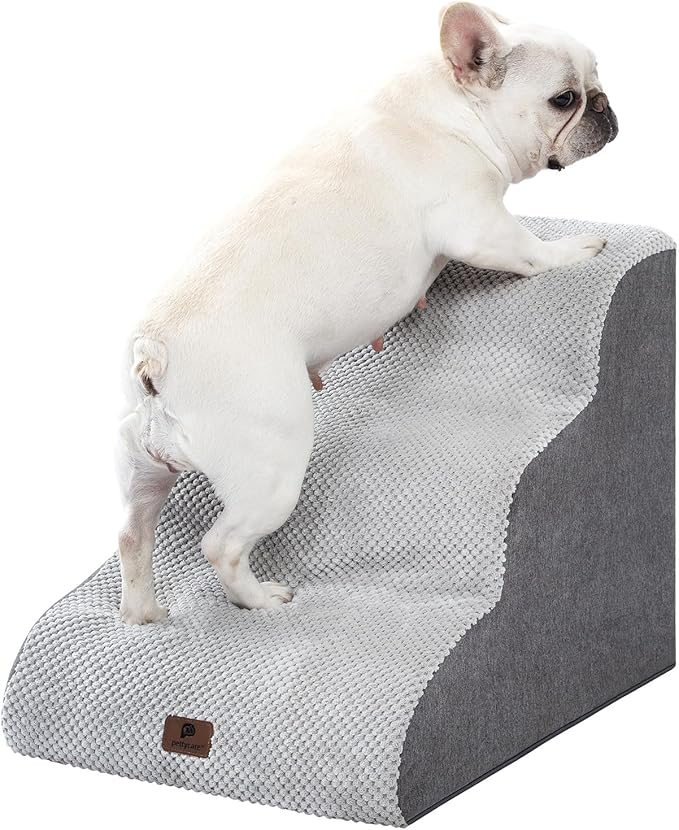 Pettycare Dog Stairs Ramp for High Beds and Couch 3 Steps,Grey