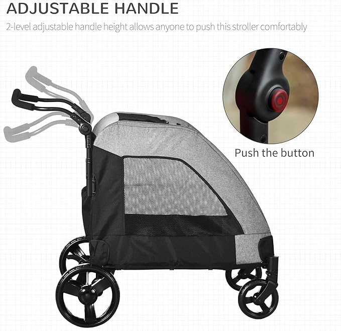 NicBex Dog Stroller Modern Pet Stroller Universal Wheel with Storage Basket Pet Stroller for Medium Dogs Classic Ventilated Foldable Oxford Fabric for Medium Size Dogs