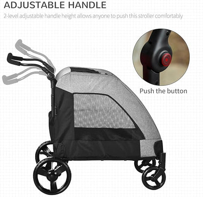 NicBex Dog Stroller Modern Pet Stroller Universal Wheel with Storage Basket Pet Stroller for Medium Dogs Classic Ventilated Foldable Oxford Fabric for Medium Size Dogs
