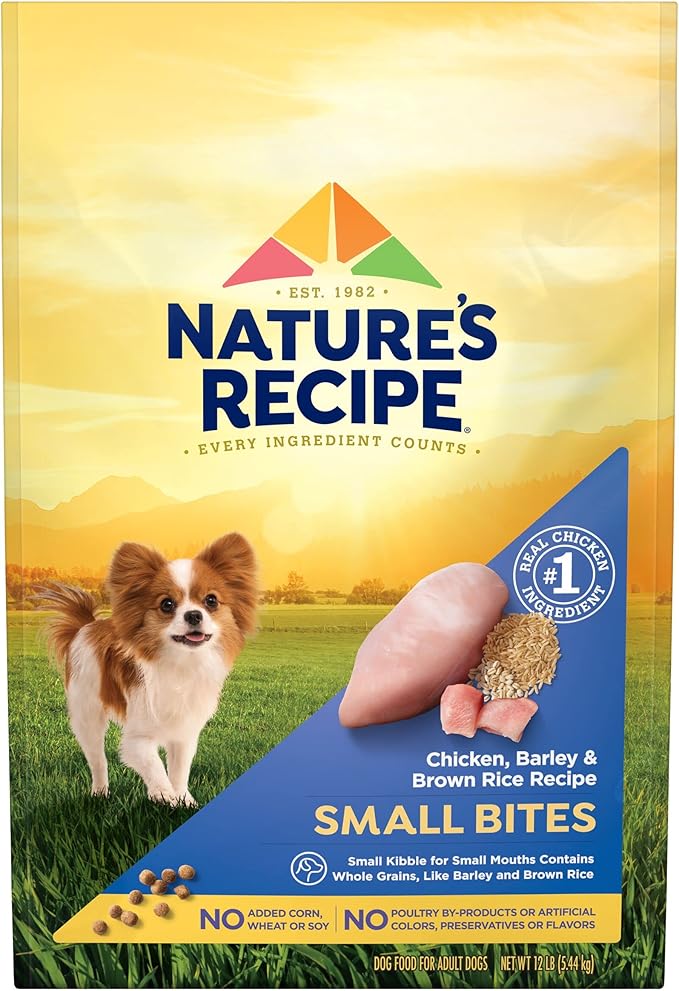 Nature′s Recipe Small Bites Chicken, Barley & Brown Rice Recipe Dry Dog Food, 12 lb. Bag