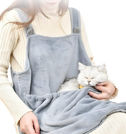 Pet Carrier Apron Cozy Cat Sling Dogs Front Shoulder Carry Kitten Sleeping Bag Hands-Free for Indoor Outdoor Travel Grey