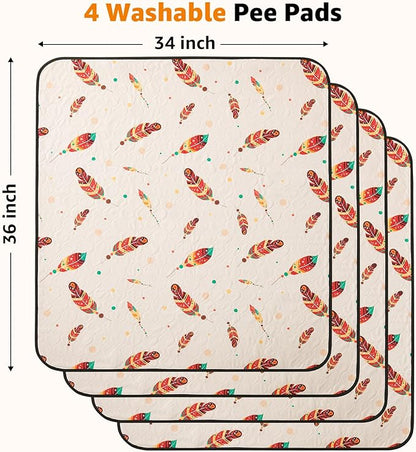 Washable Pee Pads for Dogs: 4 Pack Reusable Puppy Pads 34x36 Inch
