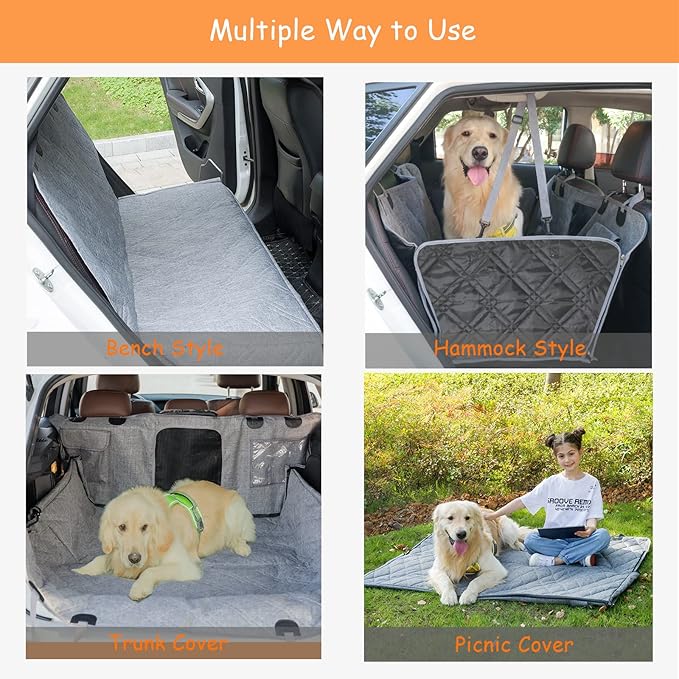 Car Dog Cover with Zipper- Car Hammock for Dogs Waterproof