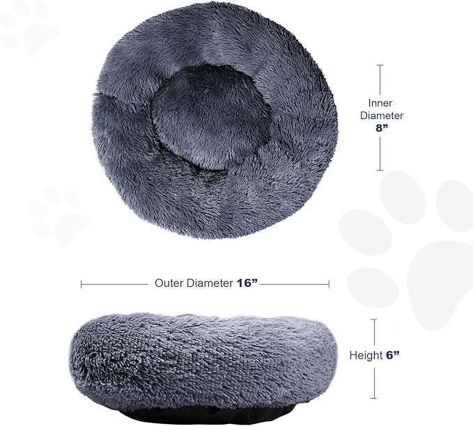 Aurako Cat Bed Dog Bed Round Cushion Pet 16" Dark