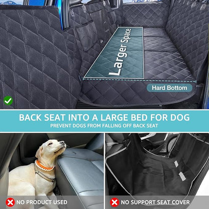 XL Dog Back Seat Extender for Truck, F150 F250 F350 Hard Bottom Dog Seat Cover Waterproof Dog Car Hammock Pet Backseat Bed for Chevrolet Silverado RAM Trucks GMC