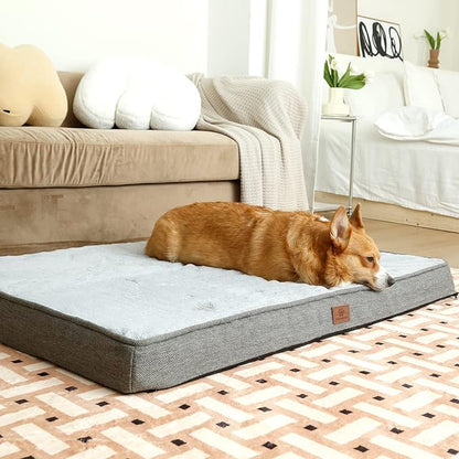 Waterproof Dog Beds for Large Dogs with Washable Cover, Soft Pet Bed Mat Pillows for Medium, Extra Large Dogs,Classic Pet Bed Mat Egg-Crate FoamStyle(31"X25"X3") Grey