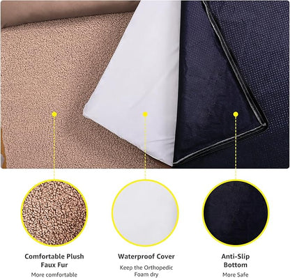 Orthopedic Dog Bed for Large Dogs Removable Bolsters & Washable Cover 35 lbs