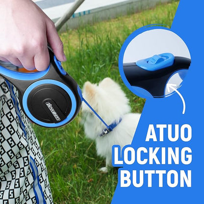 10 FT Retractable Dog Leash with No Tangle for Dog up to 33lbs