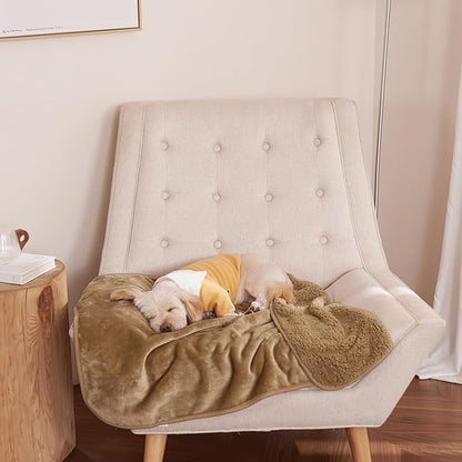 NICETOWN Waterproof Dog Blanket Sherpa Fleece Present(24" x 32", Taupe)