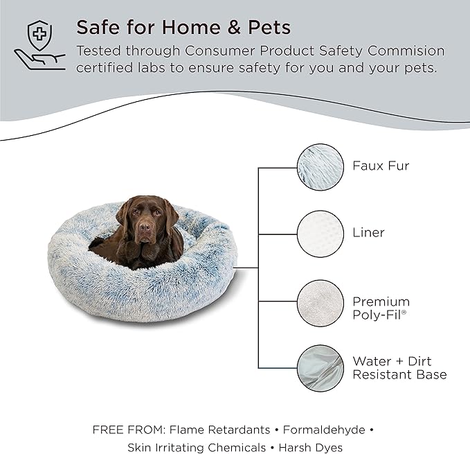 Best Friends by Sheri The Original Calming Donut Cat and Dog Bed in Shag Fur Denim 36"