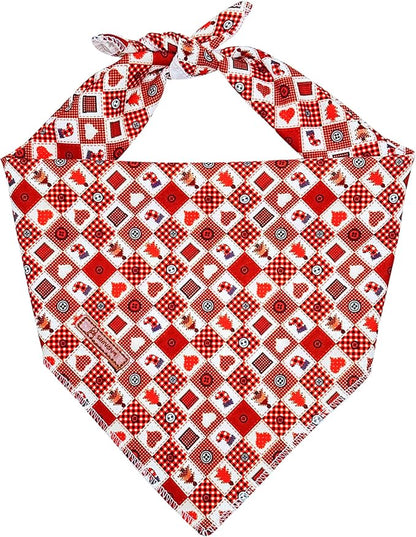 Christmas Day Dog Bandana Red Green Plaid Cotton