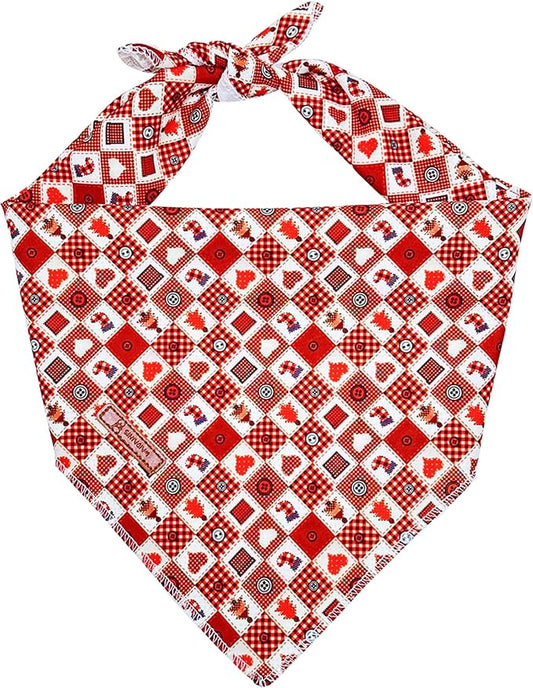 Christmas Day Dog Bandana Red Green Plaid Cotton