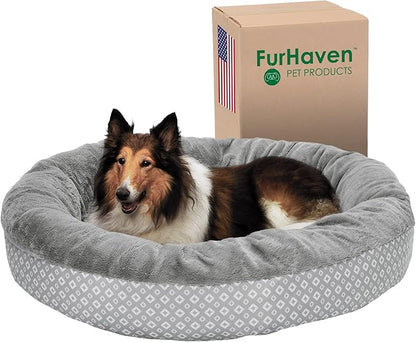 Furhaven 45" Round Donut Dog Bed for Large Dogs 90 lbs 45.0"L x 45.0"W x 9.0"Th