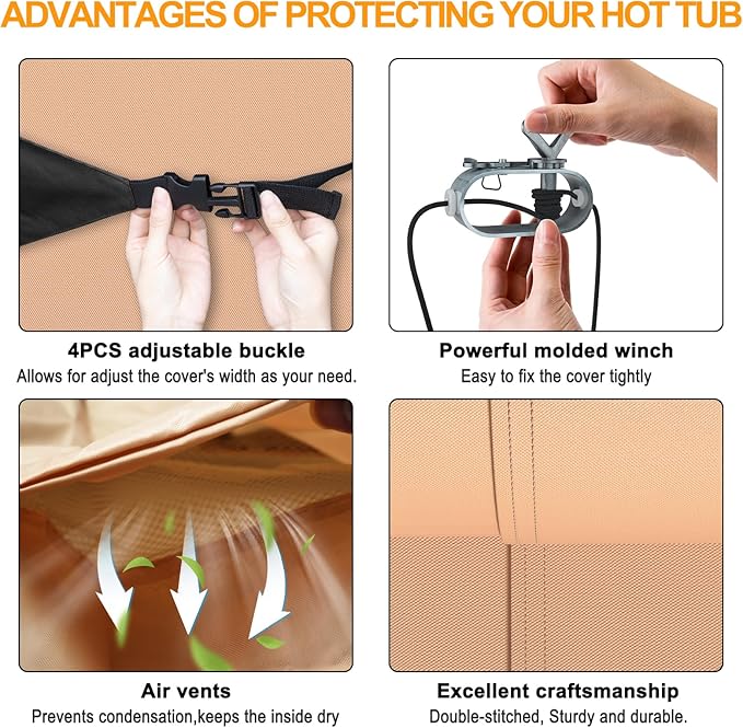 Hot Tub Cover 600D Hot (95 x 95 x 20 inch,