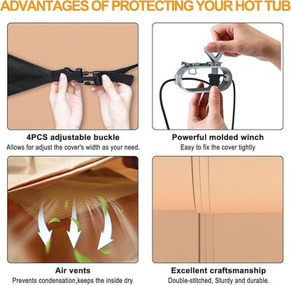 Hot Tub Cover 600D Hot (95 x 95 x 20 inch,