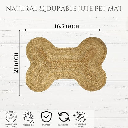 16.5X21 inches Pack of 1 Dog Feeding Mat Cat Pet Dining Mat Natural Jute Material Rug Small Mat for Pets (Classic Jute 16.5"X21")
