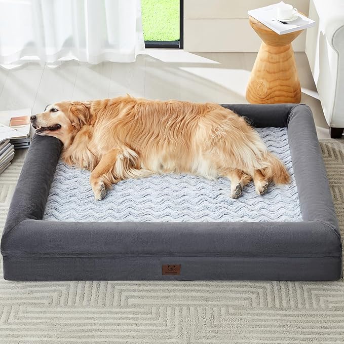 WNPETHOME Washable Dog Beds Large Sized Dog, XL Dog Couch, Orthopedic Dog Sofa Bed with Removable & Waterproof Cover, Extra Large Dog Bed with Bolster Sides for Sleeping, Big Dog Couch Bed with Sides