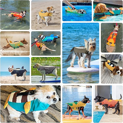 Gyuzh Dog Life Jacket for Swimming,Dog Life Vest for Swimming Boating,Dog Flotation Vest Hign Buoyancy,Shark Dog Swim Safety Vest,Dog Life Jacket with Rescue Handle for Small Medium Large Dogs