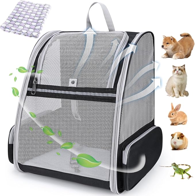 Lollimeow Cat Backpack Carrier, Ideal for Small Animals & Puppies, Outdoor Adventures, Vet Transport. Fully Ventilated Design for Ultimate Comfort On-The-Go